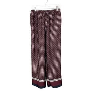 H&M Pants Women Small Maroon Pull On Straight Leg Graphic Lightweight Bottoms